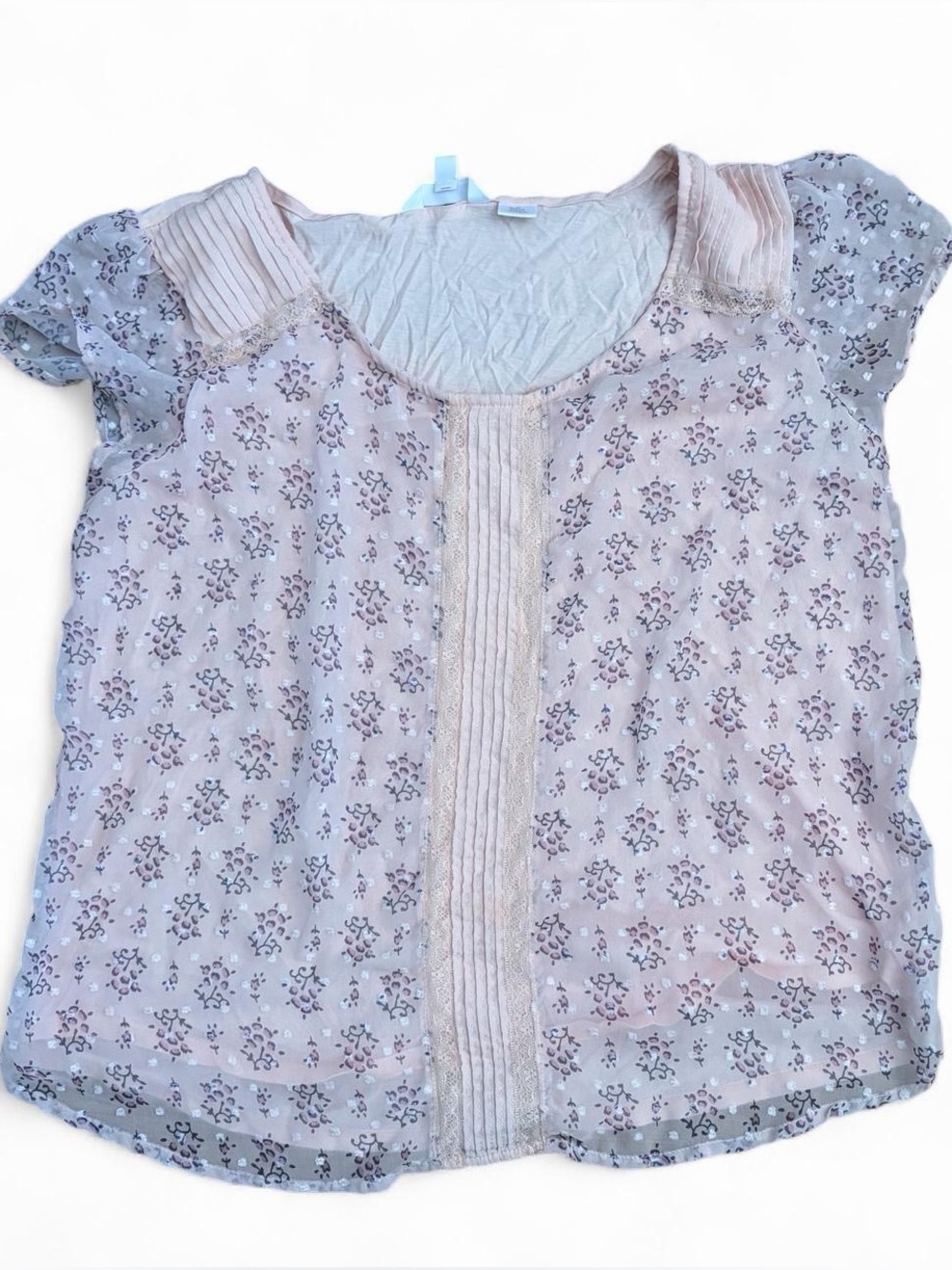 Lauren Conrad pink floral blouse with small dark floral print Sz XL